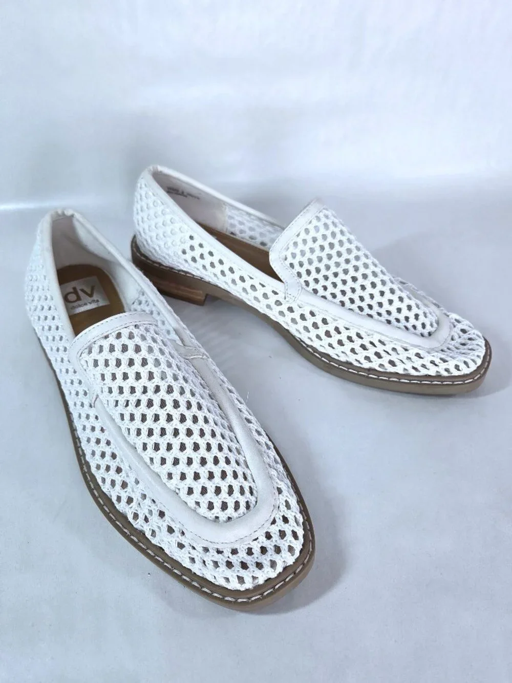 Dolce Vita Fran White Mesh Woven Loafers Size 8